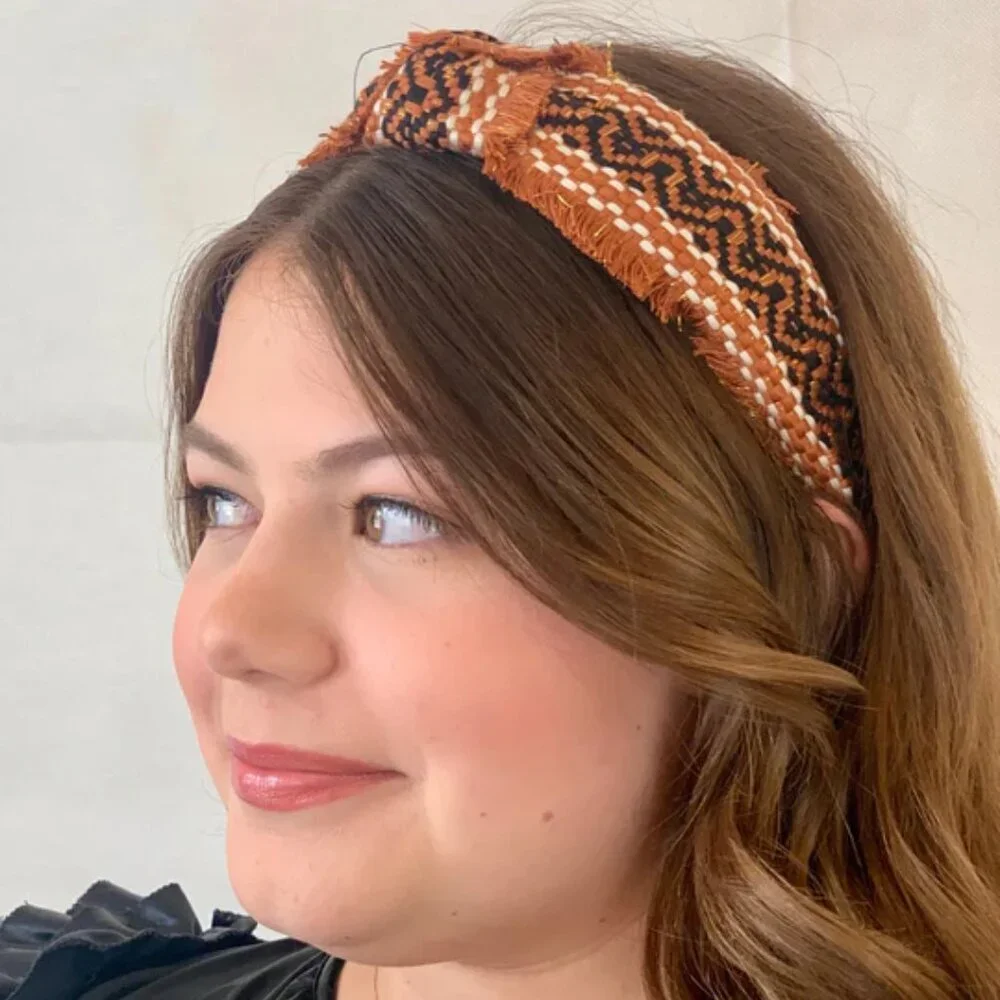 NWOT Carlotta Woven Tweed Brown Top Knot Headband